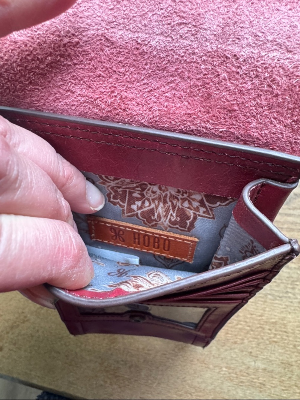 Hobo Women's Red Leather Crossbody Phone Wallet - Picture 4 of 5
